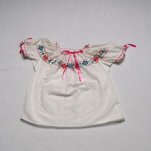 Mexican Peasant Blouse - Floral Embroidery, Medium